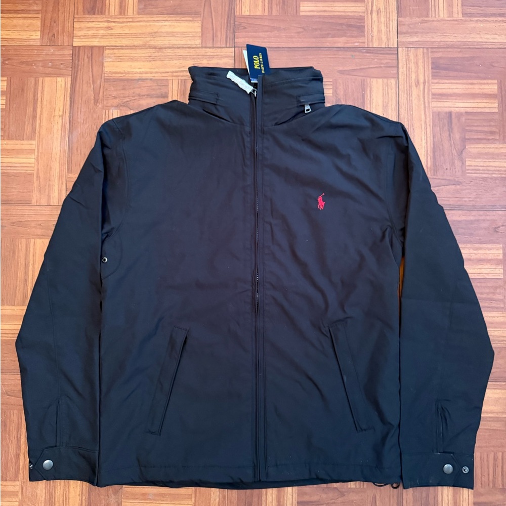 Ralph Lauren Black Windbreaker with Red Logo